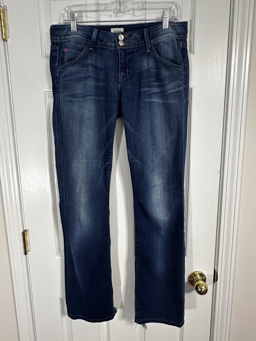 Hudson Beth Baby Bootcut Jeans Size 33 Flap Pocket Made in USA Vauxhall Wash